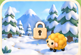 Yellow sheep in Snowy Pasture